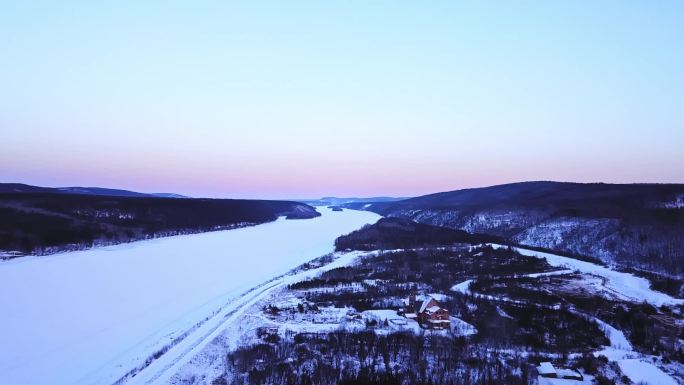 东北黑龙江漠河圣诞邮局雪地航拍