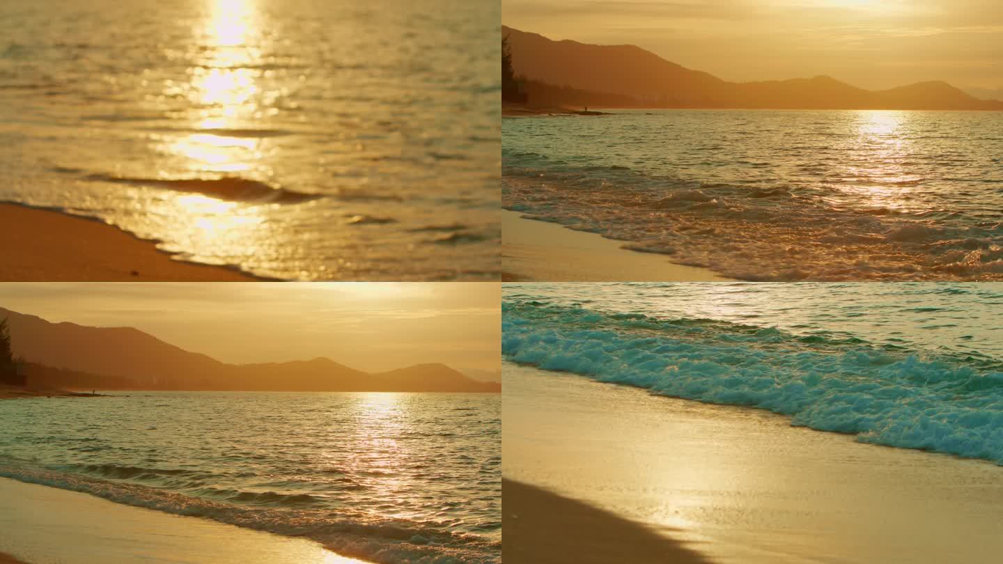 海滩落日夕阳海浪