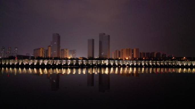 成都天府之眼怡心湖夜景蔚蓝卡地亚航拍