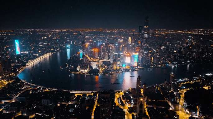 上海浦西夜景航拍