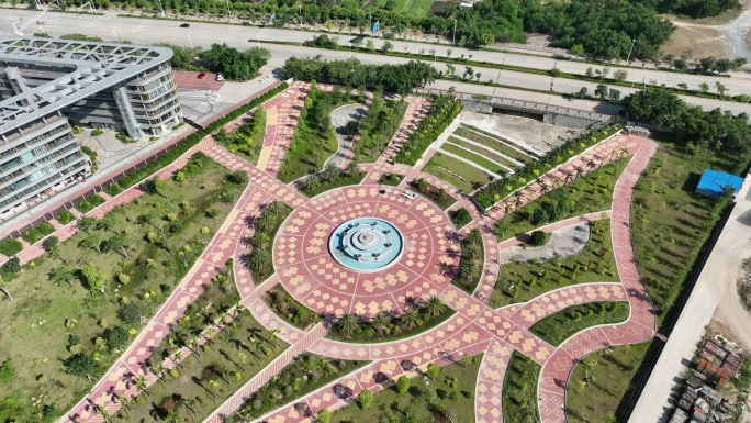 泉州东海香缤维港城航拍公园喷泉步道俯拍