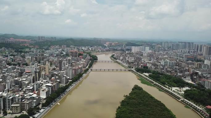 高州城区鉴江河航拍