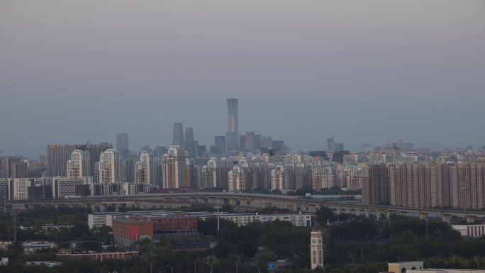 高清实拍北京城市国贸日转夜延时摄影
