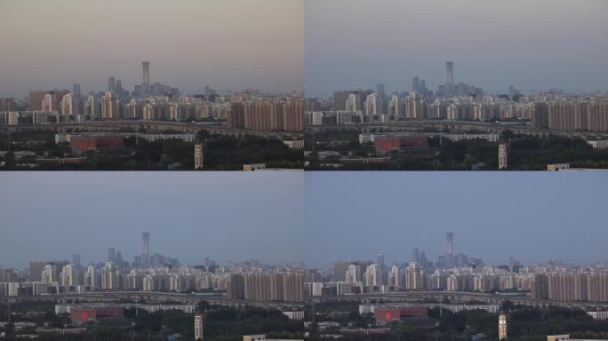 高清实拍北京城市国贸日转夜延时摄影