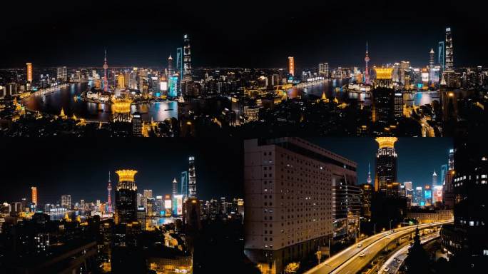 上海浦西夜景航拍