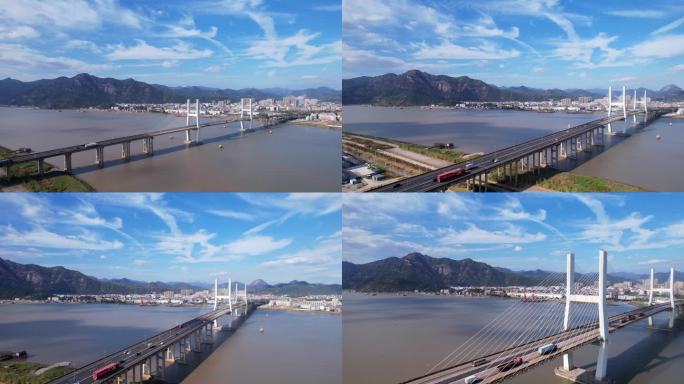 4K航拍温州大桥 现代都市立体交通网络