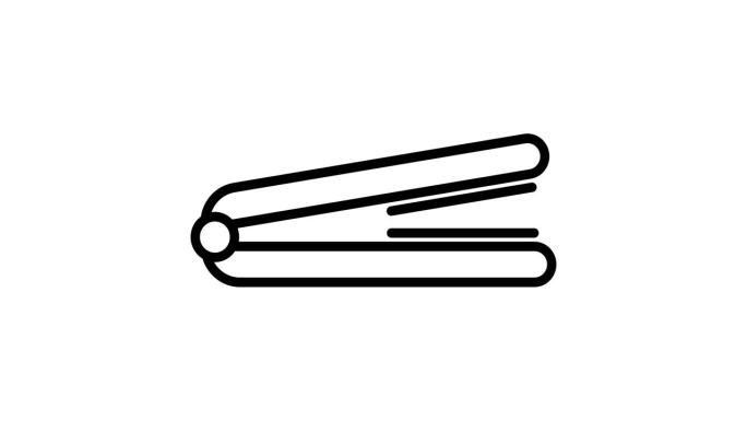 发铁动画轮廓图标在白色背景。Hair iron 4k视频动画网页，移动和UI设计