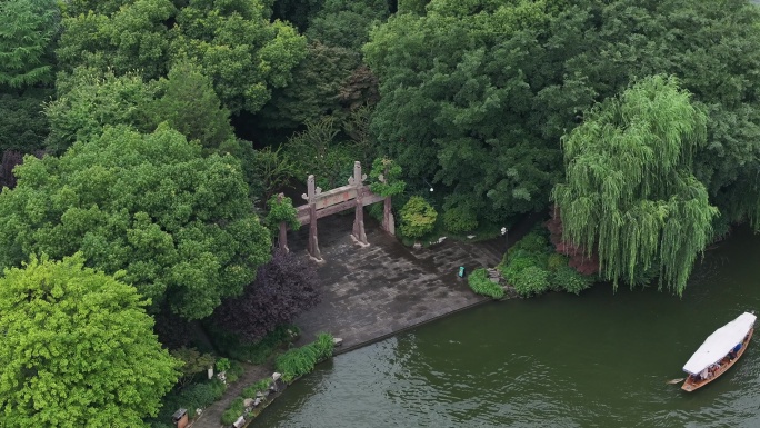 杭州西湖 西湖风景区  西湖游船 小岛