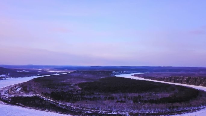 东北黑龙江漠河雪景航拍