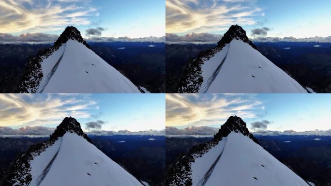 航拍川西横断山脉贡嘎山卫峰乌库楚雪山顶峰