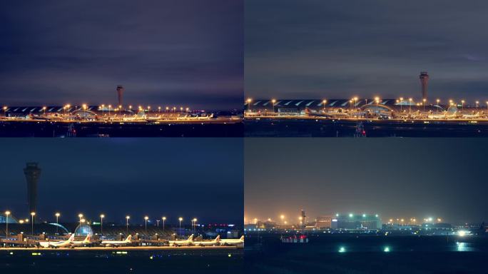 成都双流国际机场夜景延时4K