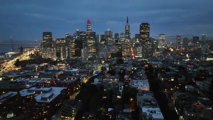 旧金山夜景旧金山夜晚城市灯光大厦夜万家灯