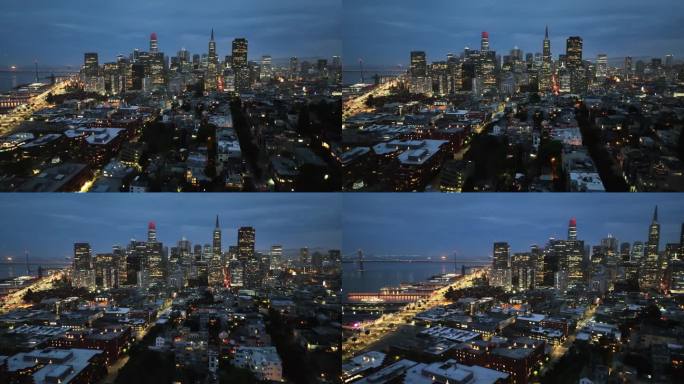旧金山夜景旧金山夜晚城市灯光大厦夜万家灯