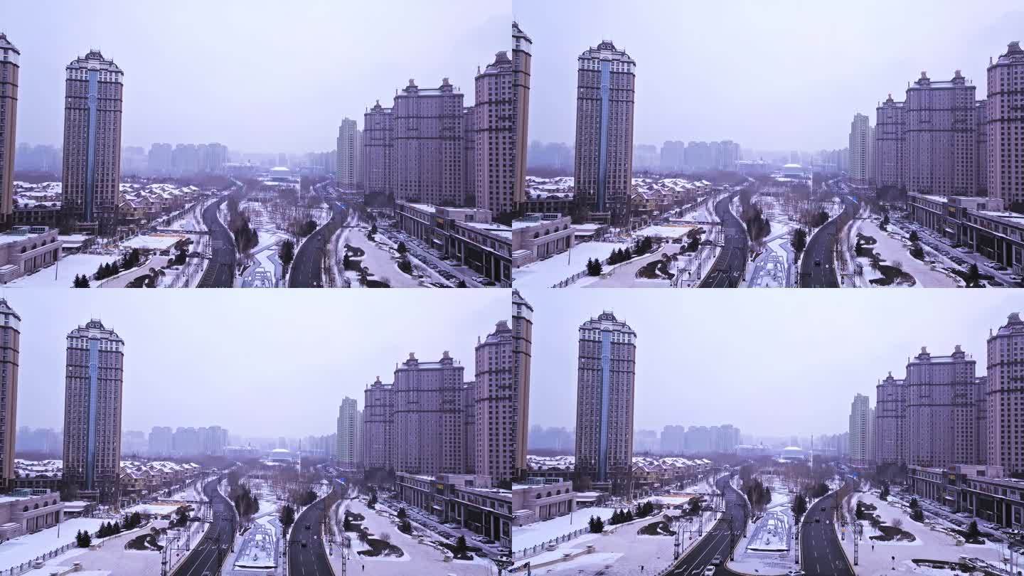 东北黑龙江哈尔滨雪景航拍