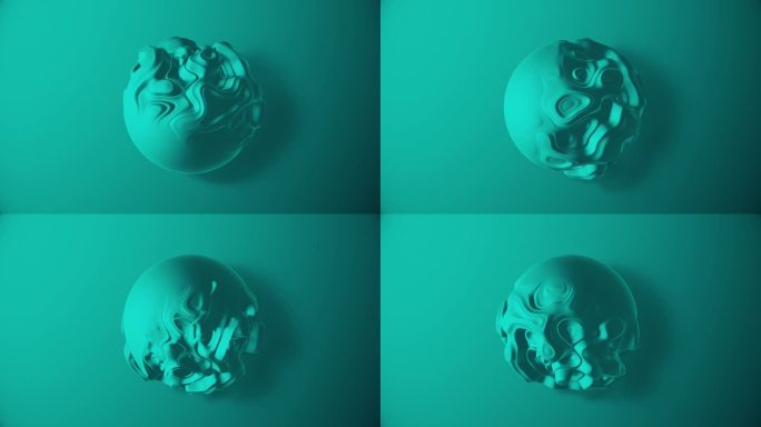 抽象球体变形生物形态。完美的循环，CGI 3D渲染