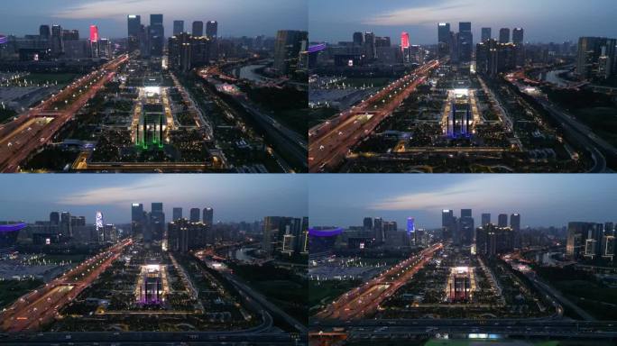 成都高新环球中心SKP航拍4K黄昏夜景