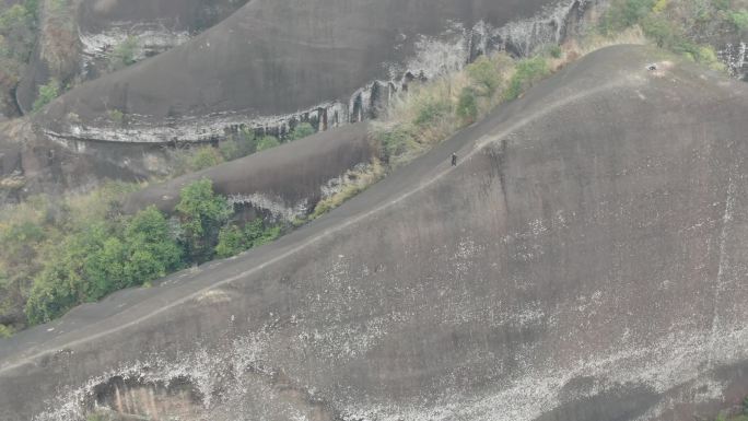 郴州高椅岭刀背山顶无人机航拍丹霞地貌山脊