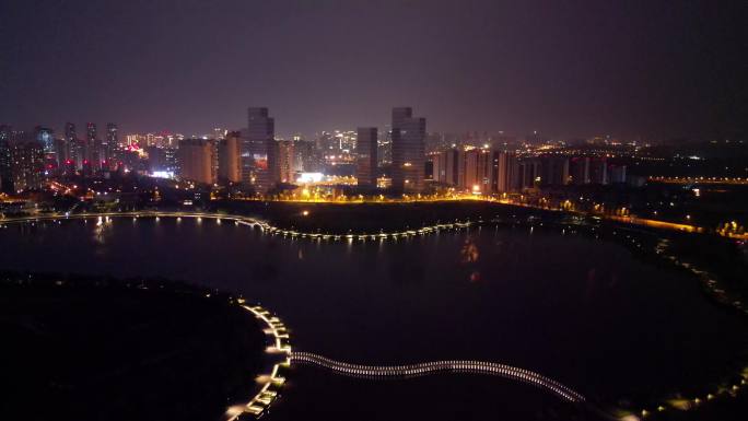 成都天府之眼怡心湖夜景蔚蓝卡地亚航拍