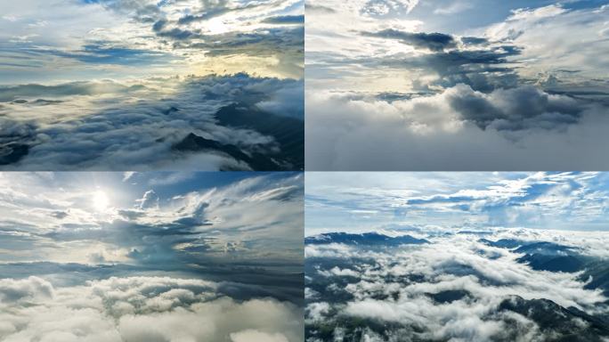 云端上飞行 云端之上 飞过云层 高空视觉