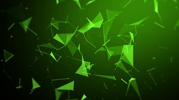 摘要背景，4K绿色动画。几何抽象背景与连接的线和点。