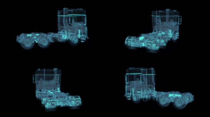 大卡车空车 大货车汽车 科幻透明赛博朋克