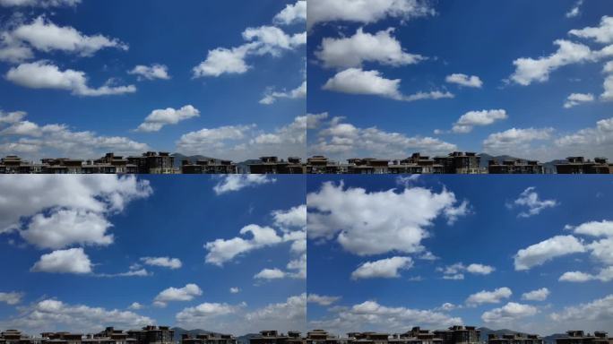 晴朗天气白云流动延时摄影2