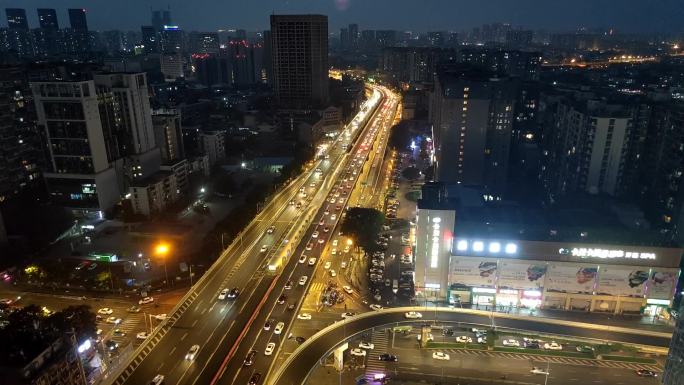 延时拍摄城市夜景灯光车流