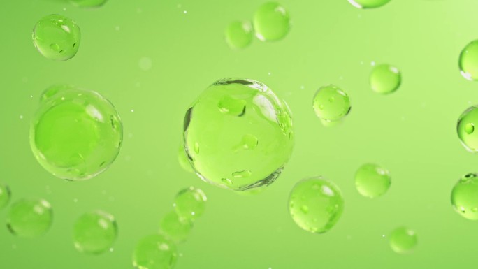 果绿色水分子细胞三维动画美容护肤广告素材
