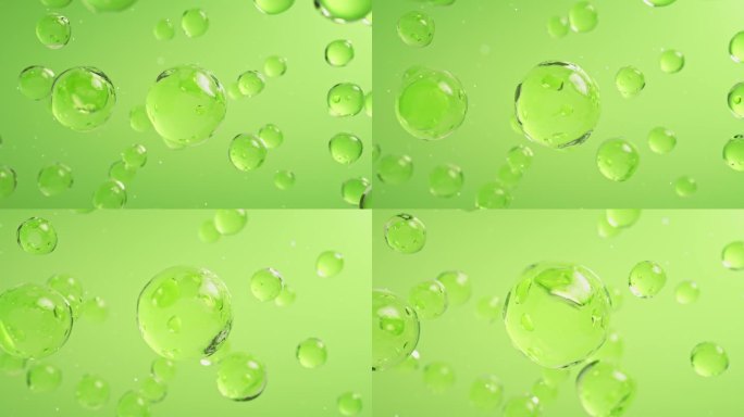 果绿色水分子细胞三维动画美容护肤广告素材