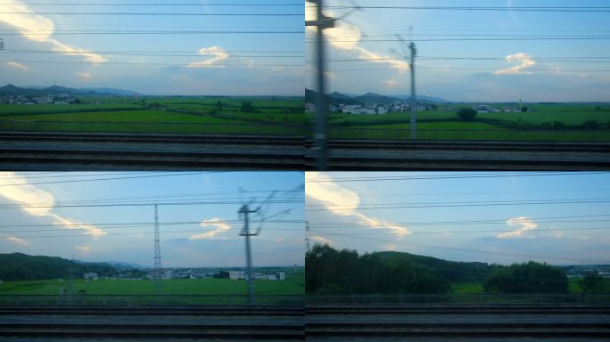 早晨 清晨 高铁动车火车窗外风景沿途风光