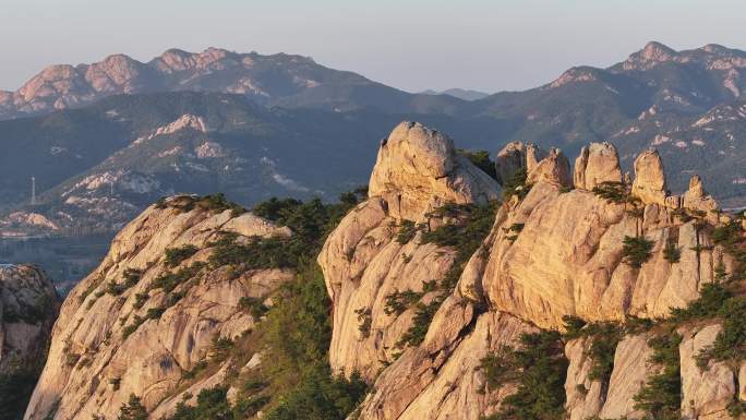 航拍烟台市牟平区大窑镇仙人脚山区秋季风景