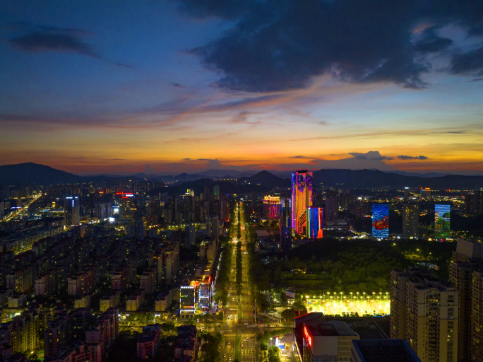 江门 万达广场 夜景延时航拍