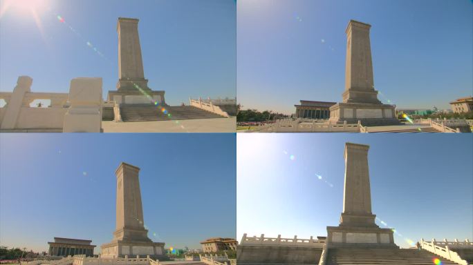 阳光下的人民英雄纪念碑 各角度特写