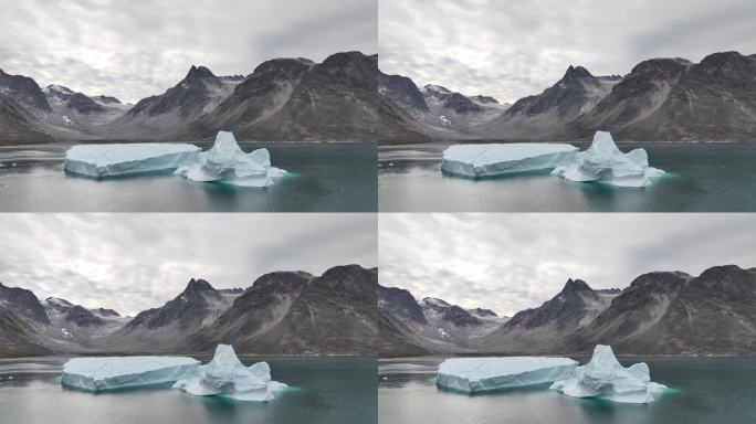 格陵兰岛北冰洋冰川鸟瞰图