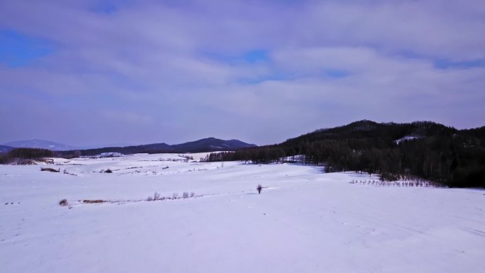 航拍东北黑龙江漠河雪景美丽风光