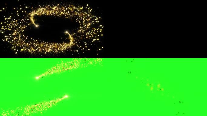 4K黄金闪闪发光的光尾金粒子移动的背景。