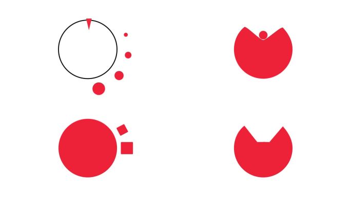 抽象的红色立方体变成了一张圆脸，改变了情绪，又变成了立方体。无缝卡通动画。为你的项目注入幽默和活力的