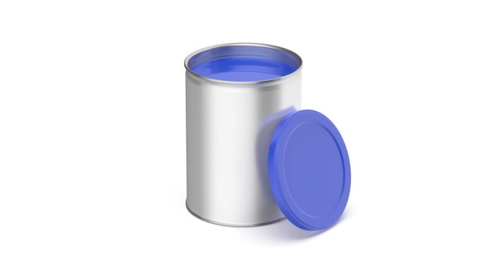 涂上蓝色油漆的金属罐
