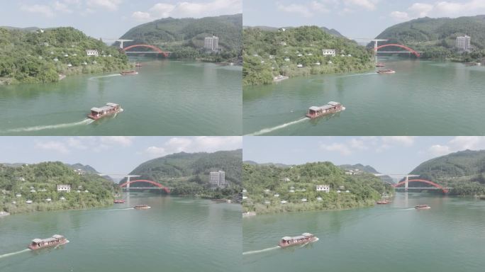 4K-Log-航拍湖南湘西芙蓉镇大桥