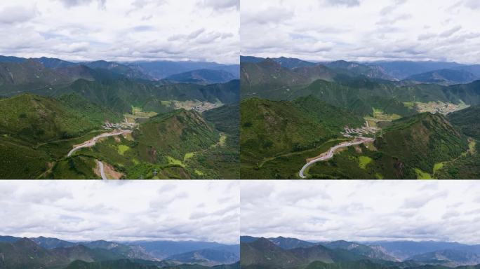 青海互助北山十二盘全景航拍延时摄影