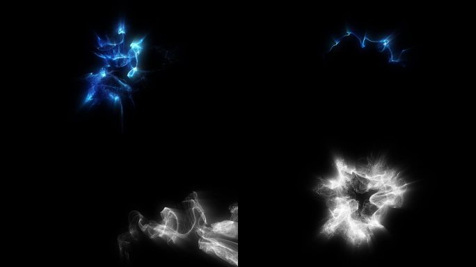 移动神奇的光效果，抽象扫描动画4在1包。背景叠加，过渡元素。Alpha哑光通道视频。