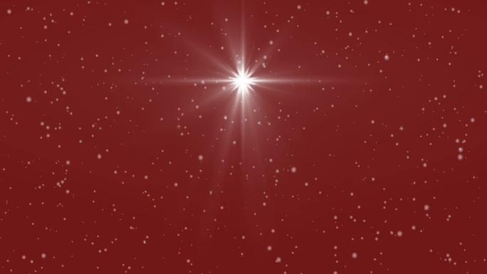 红色背景上的耶稣之星。圣诞之星，耶稣基督的诞生。美丽的星空背景，明亮的星星和雪花