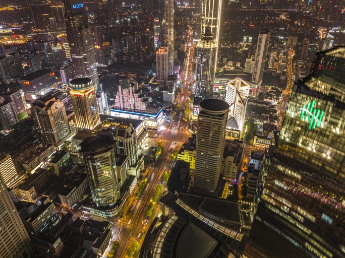 无锡市中心抬头夜景延时