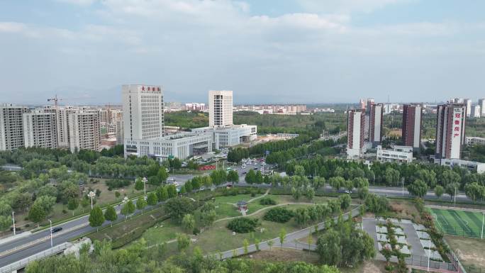 平邑县航拍  浚河 县城  评议政务中心