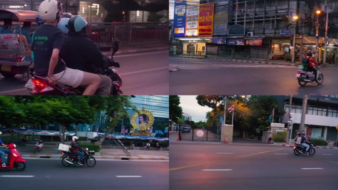 泰国街头摩托车行人