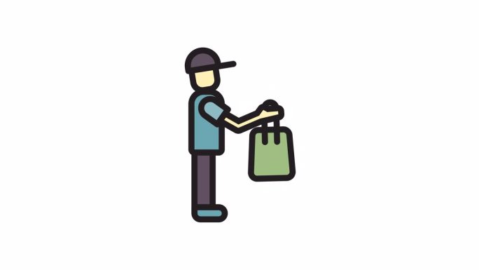 快递员，快递服务的透明背景动画图标。