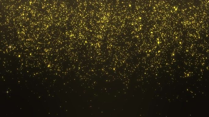 4K背景落下的金色闪光粒子五彩纸屑魔法光。