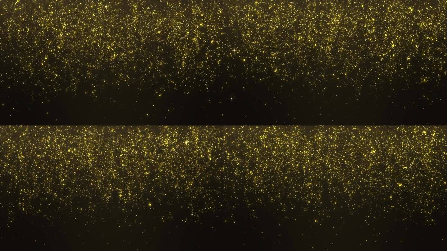 4K背景落下的金色闪光粒子五彩纸屑魔法光。