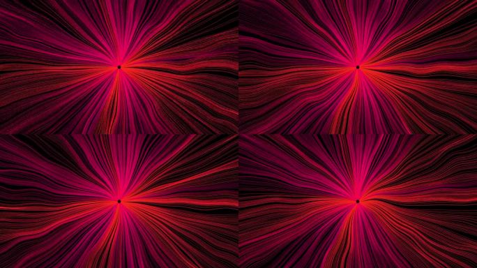 五颜六色的霓虹曲线运动。无缝循环抽象背景。发光的触角。3d科幻动画4K。粉色和橙色