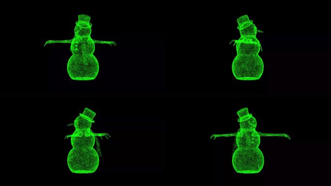 3D雪人旋转黑色背景。圣诞节和新年的概念。冬天的假期。商业广告背景。用于标题，文本，演示。3d动画6